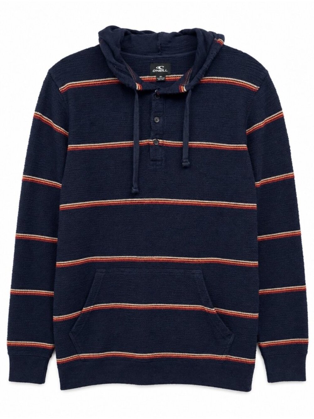O'Neill Hoodie Mens Medium Striped Pullover Knit Henley Retro Y2K Long Sleeve